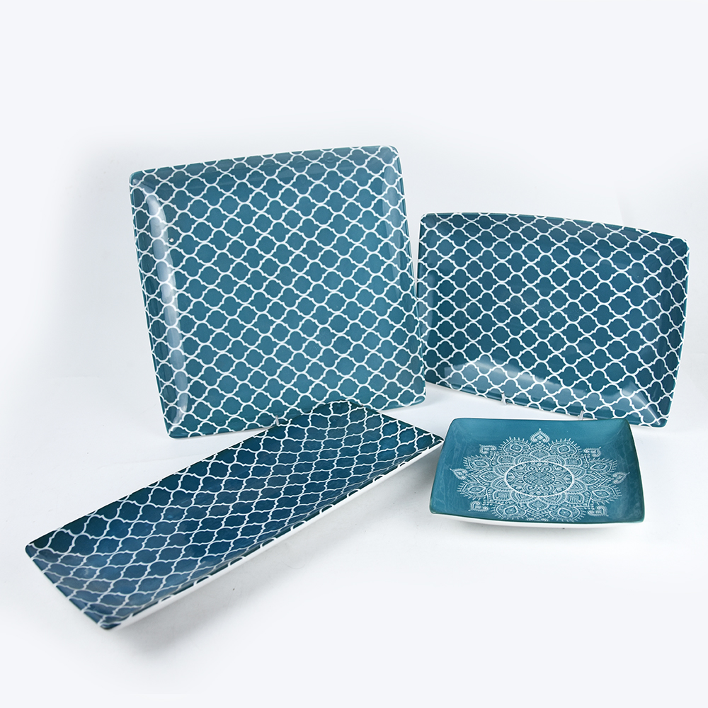 4pcs Square Plate Set With Decal Printing
