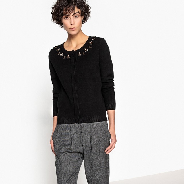 Women's crew neck button cardigan sweaters