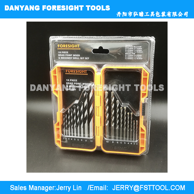 18pcs wood drills and masonry drills set