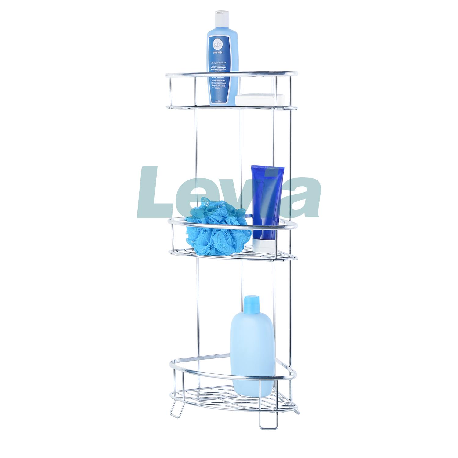 Wave Design Metal Wire Corner Standing Shower Caddy, Bath Shelf Baskets for Shampoo, Conditioner, Soap, 3-Tier Corner SPA Tower