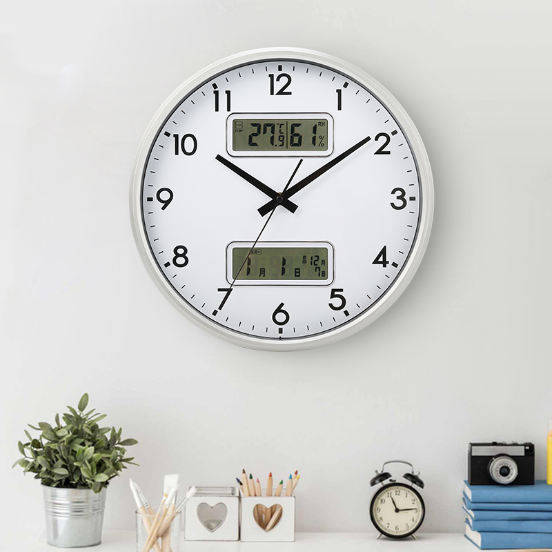 Plastic wall clock with LCD show