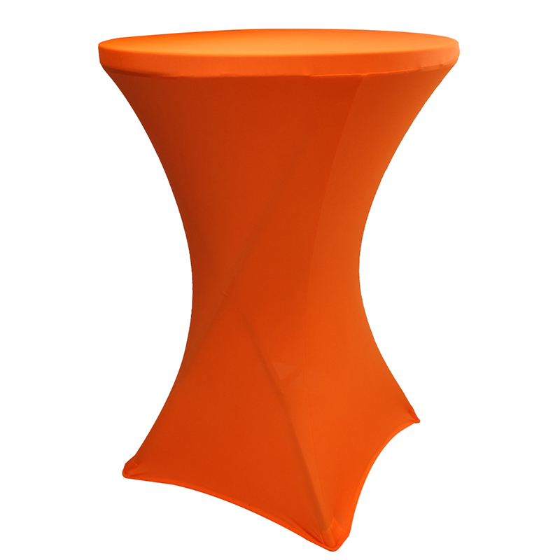 80x110cm orange polyester fitted spandex stretch trade show cocktail table covers party wedding tablecloth factory