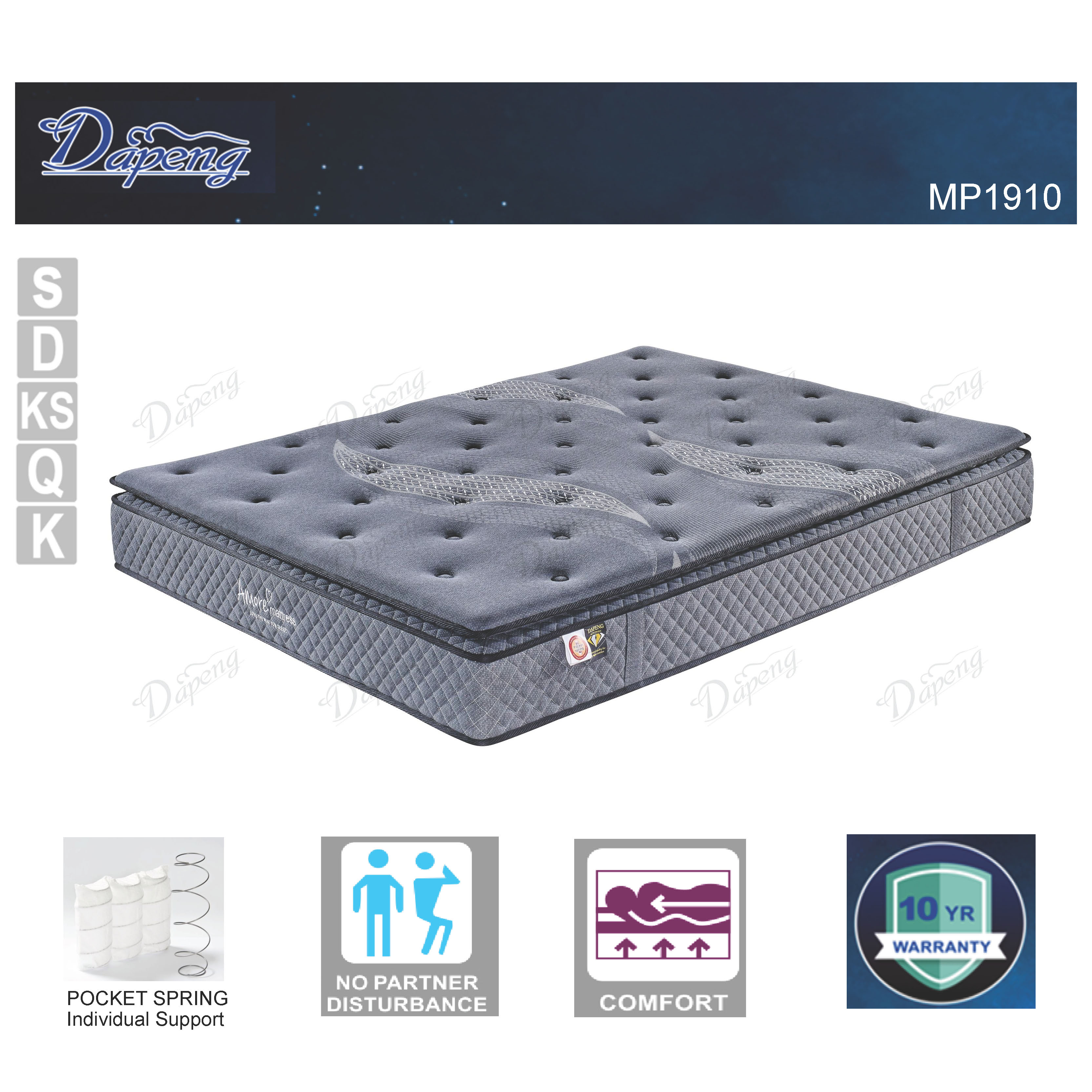 Comfort Queen Double King Single Mattress Bed Pillow Top Pocket Spring