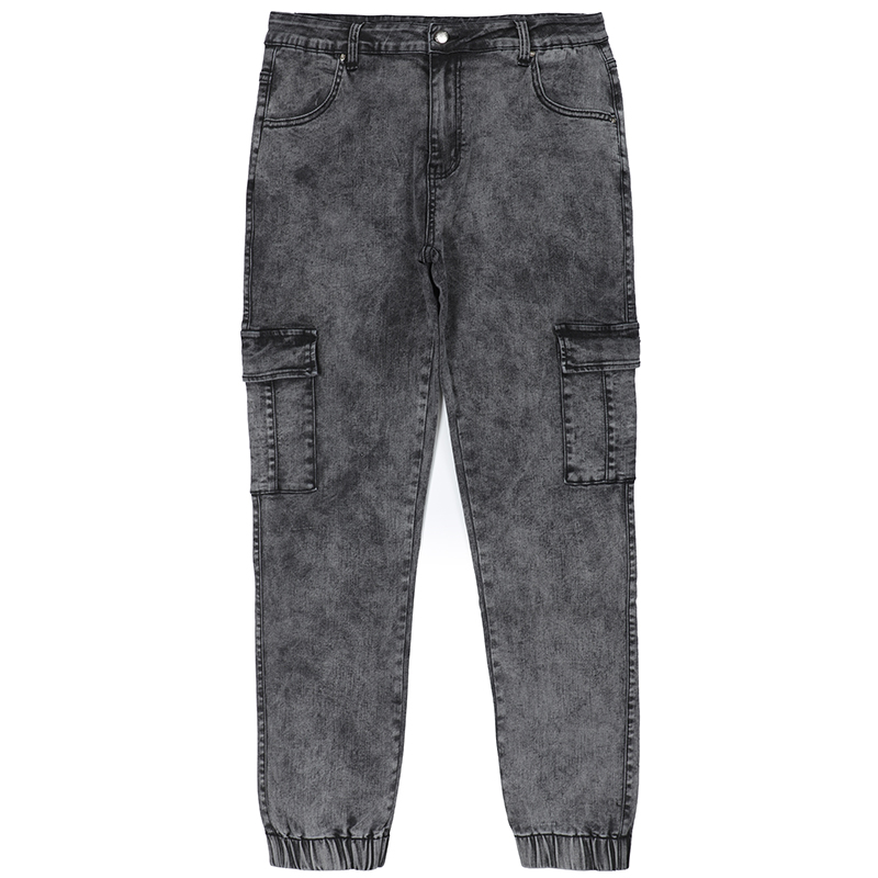 Tooling jeans pants men's denim jeans trousers loose style jeans with rubber bottom G2096