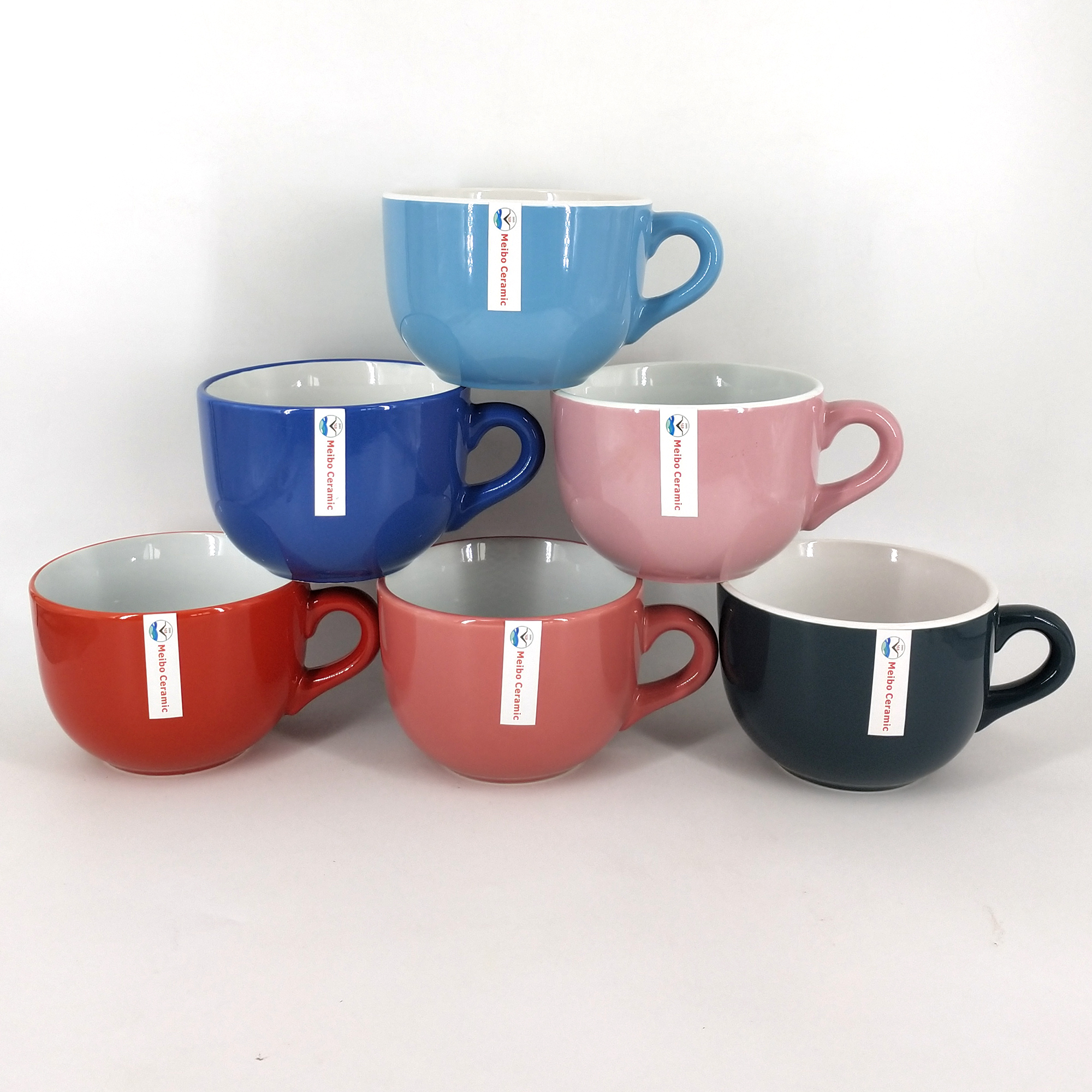 25oz two tone color glazed soup cup