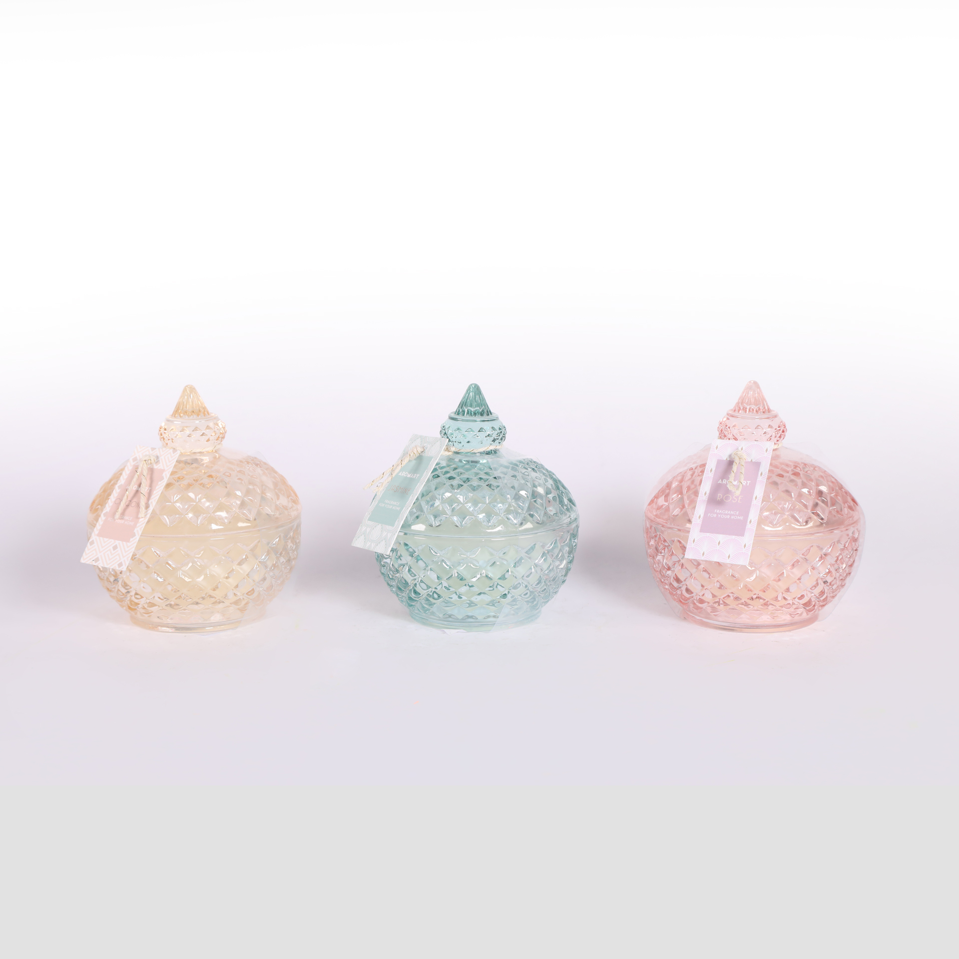 Decorated Scented Glass Candle W/Lid