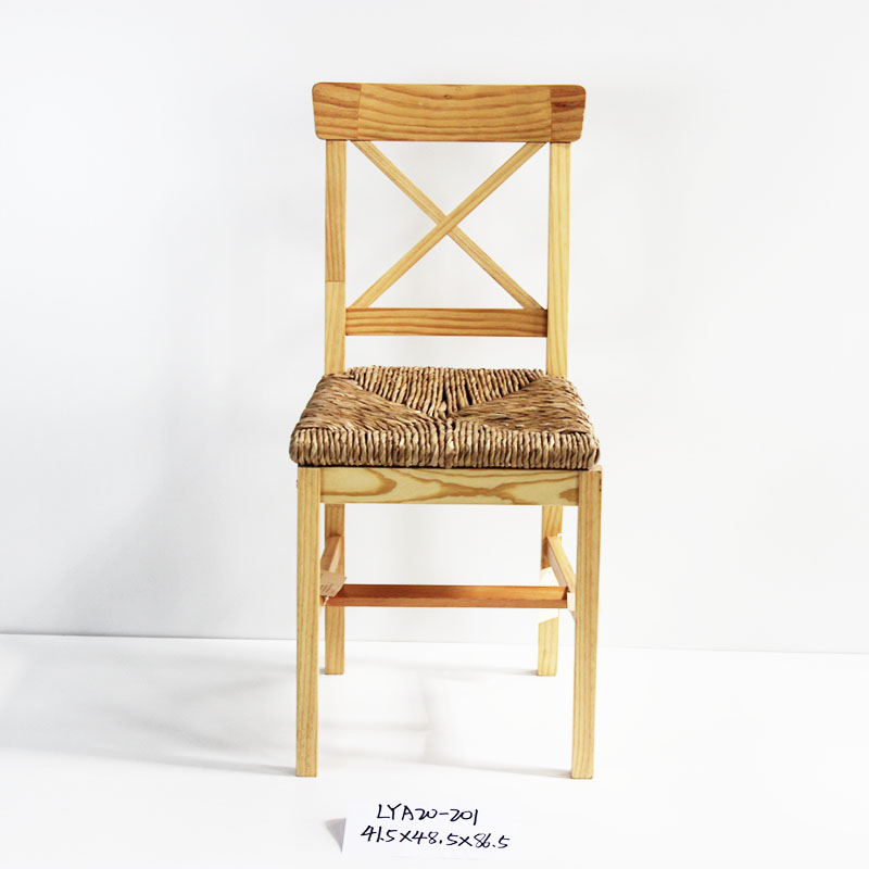 Solid wood chair with woven seat/pad