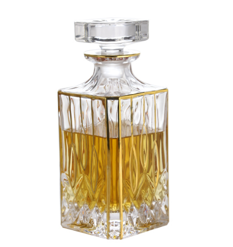 Clear decorative blown fancy liquor glass wine bottles