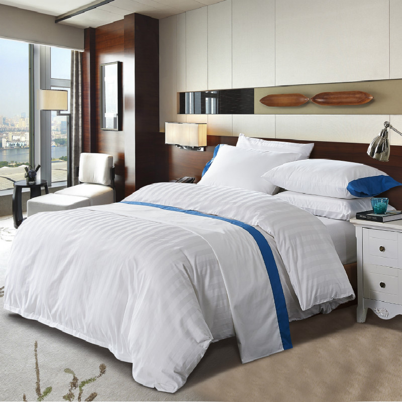 100% cotton stripe flat sheet 300TC
