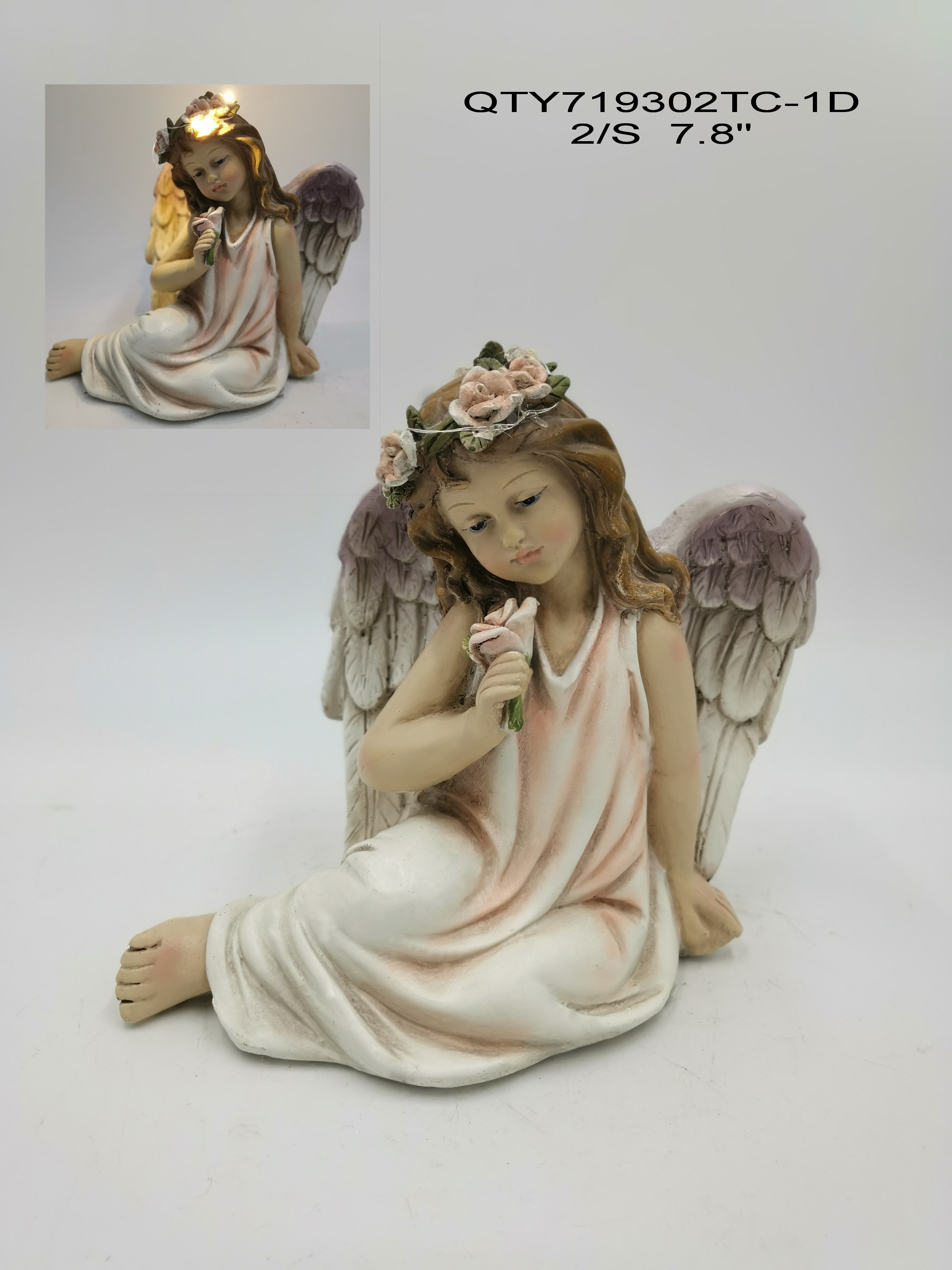 Garden decorations Angel holding flowers with LED light