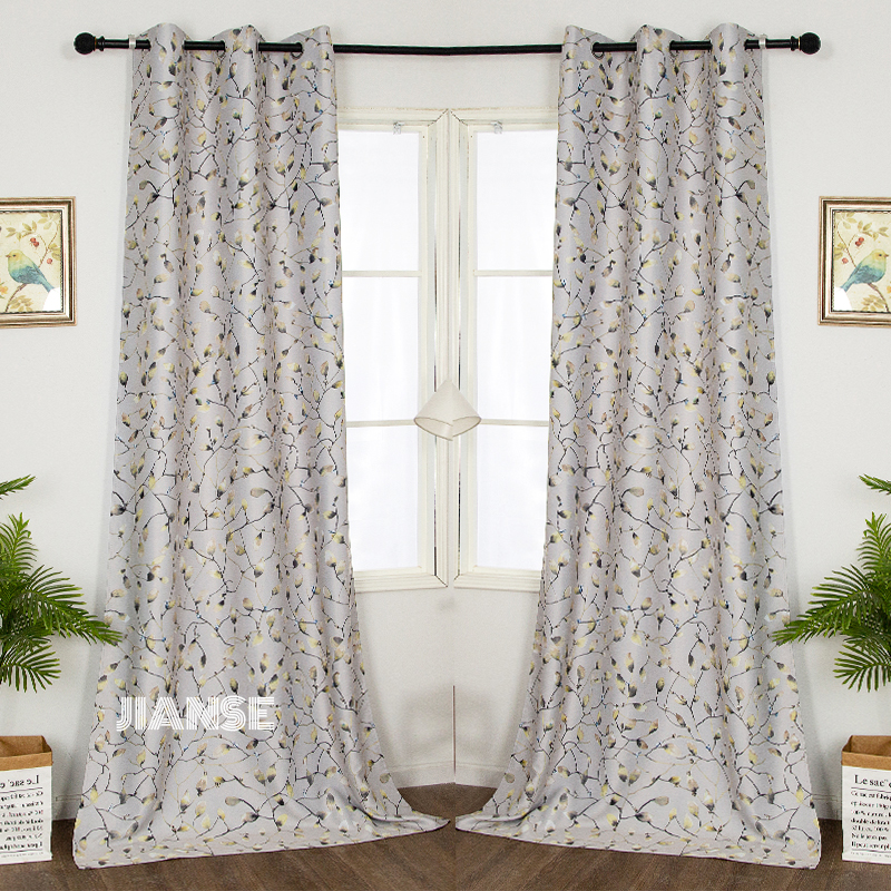 CURTAIN A3799 Leaf printing blackout curtain fabirc engineering curtain shade fabric for bedroom window