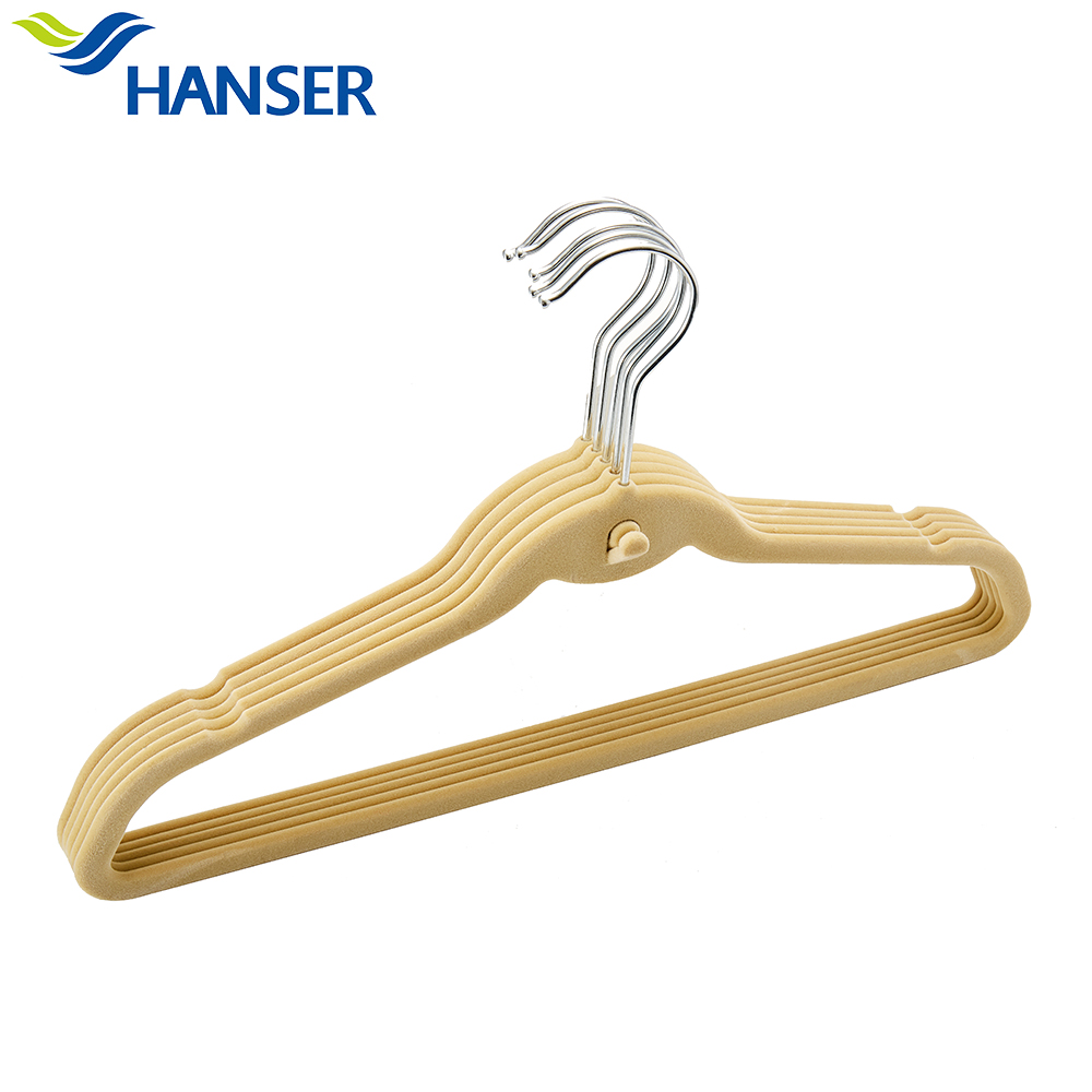 Factory supplier anti slip flocking clothes hanger