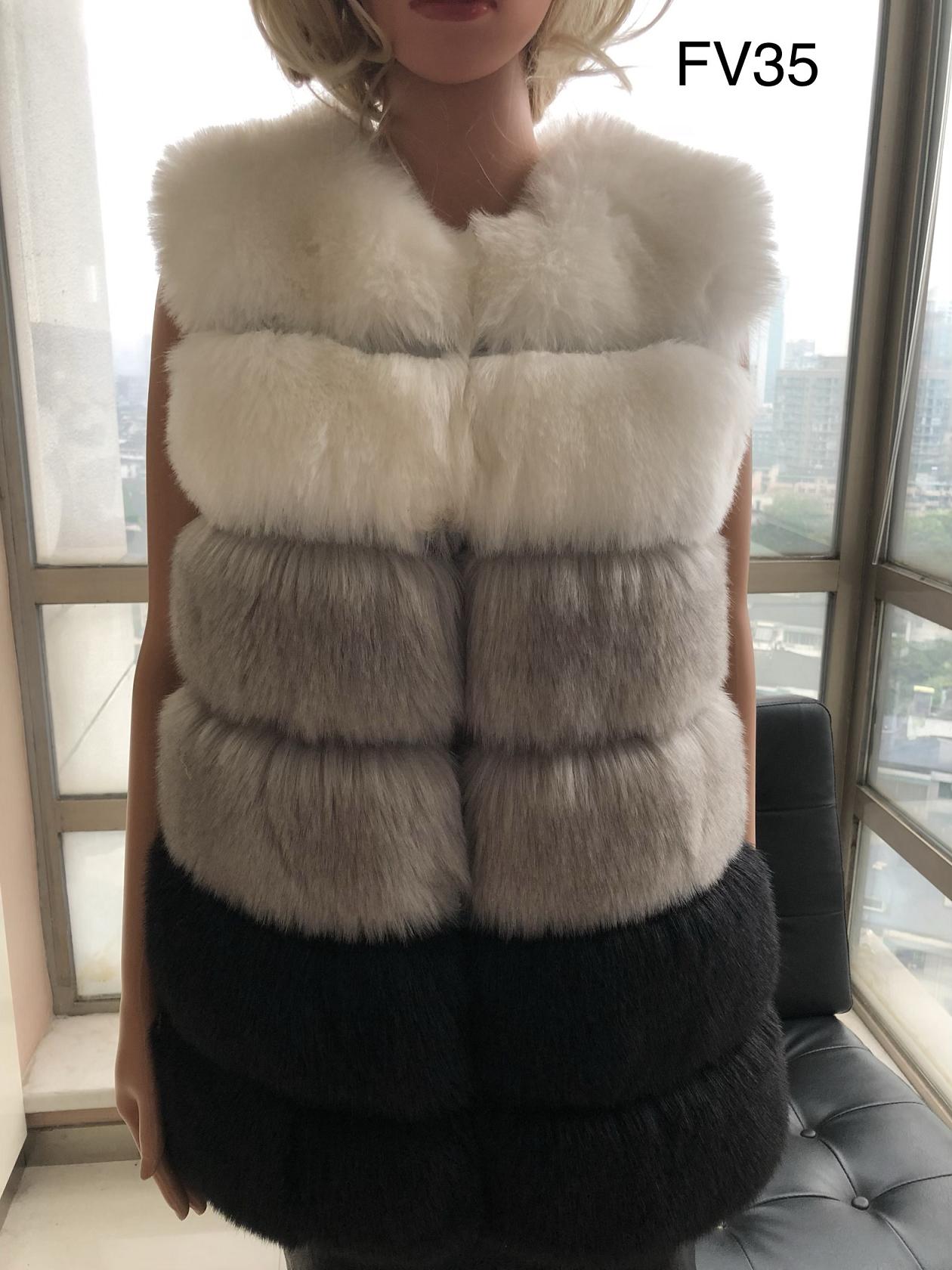 Ladies Jacquard Faux Fur Vest