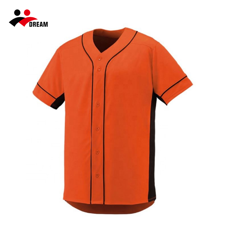 Sublimation Print Custom Button Full Down Baseball Jersey