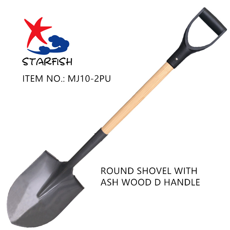 Round Shovel With Ash Wood D Handle