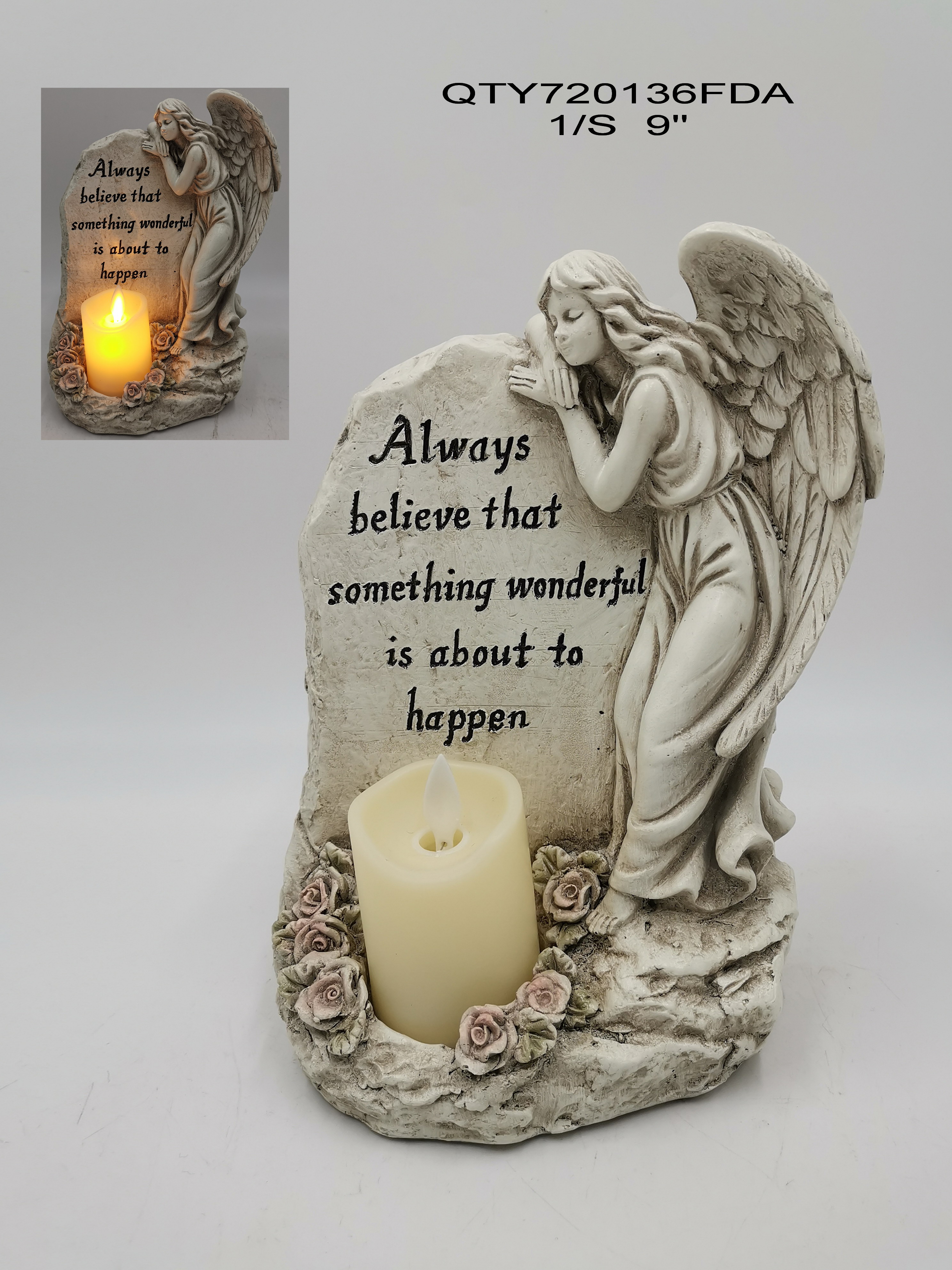 Garden decorations the cemetery Angel with LED candle