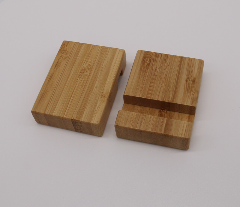 Mini Bamboo Cell Phone Stand Bamboo Wood Desktop Tablet Holder Desktop Stand Holder for All iOS & Android Smartphone, Tablets