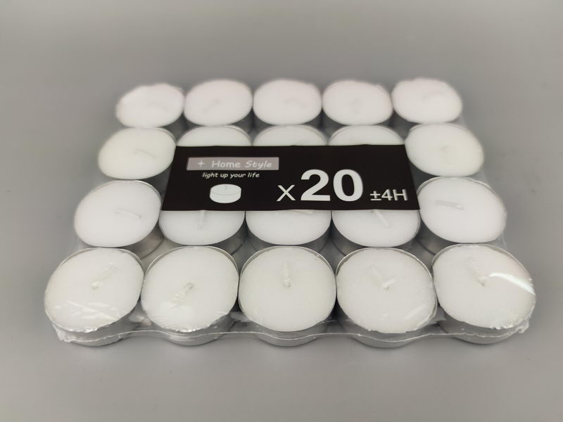 S/20 white tealights in aluminium cup