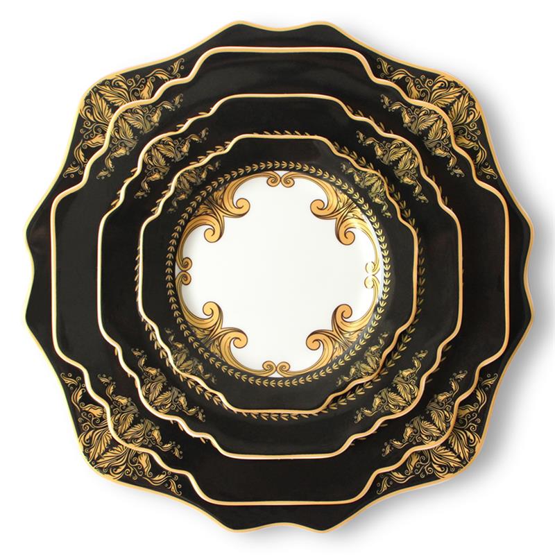 black gold rim sunflower plates