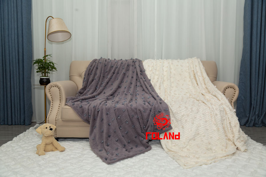 Pv Fur With Emb. + Mink Backside 2 Layer Blanket/Throw