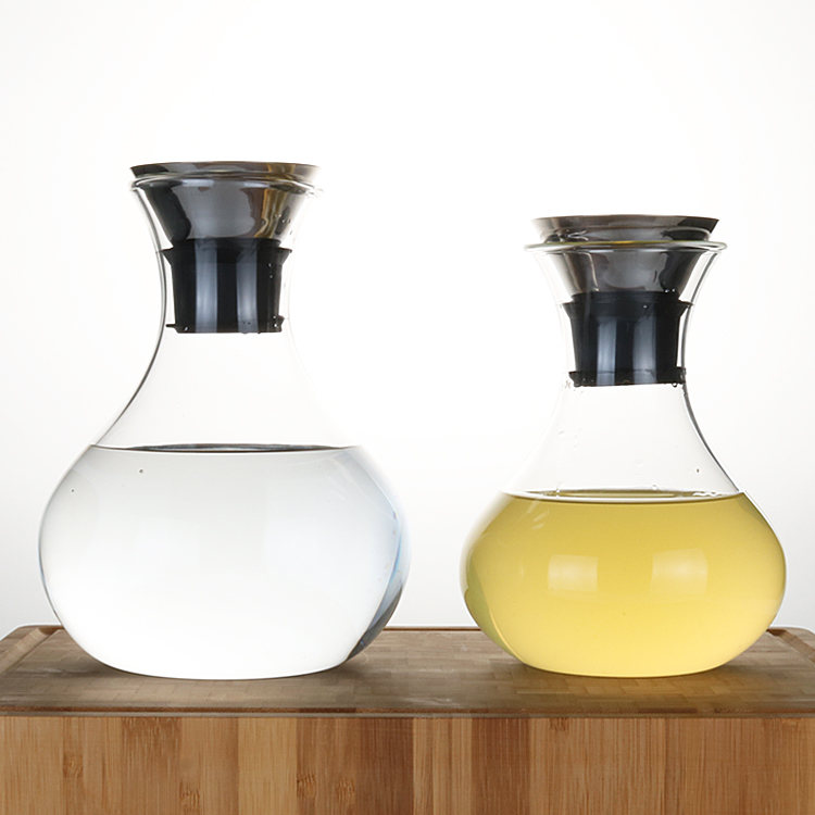 High borosilicate glass water jug with 304stainless steel lids