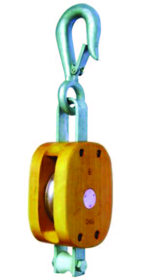Regular wood block single sheave with hook