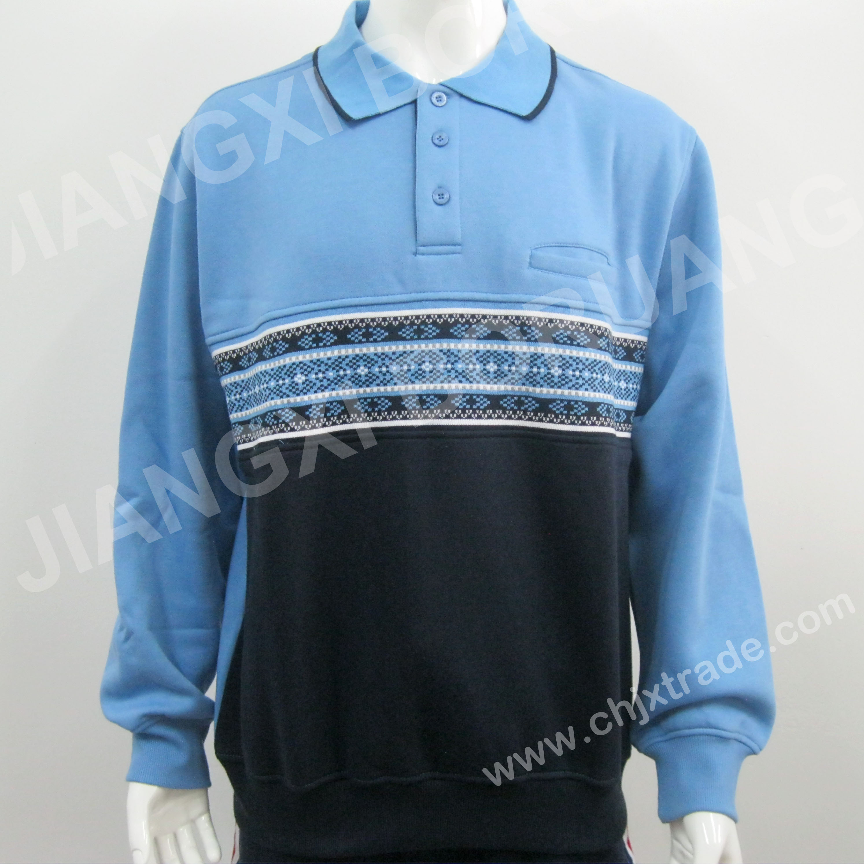 Mens Fleecy 3 Button Top With Acylic Insert
