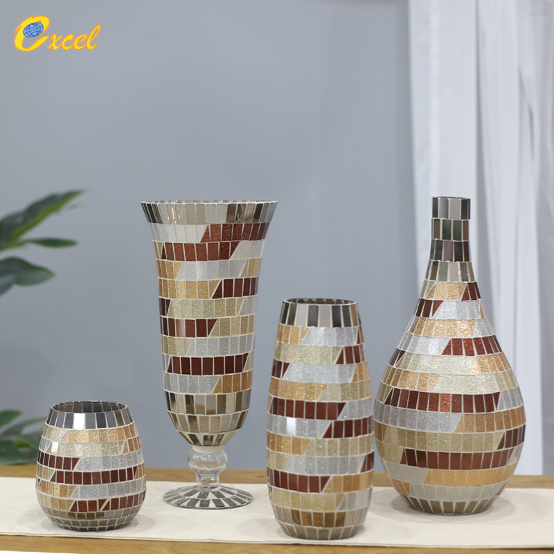 glass mosaic vase and candle holder
