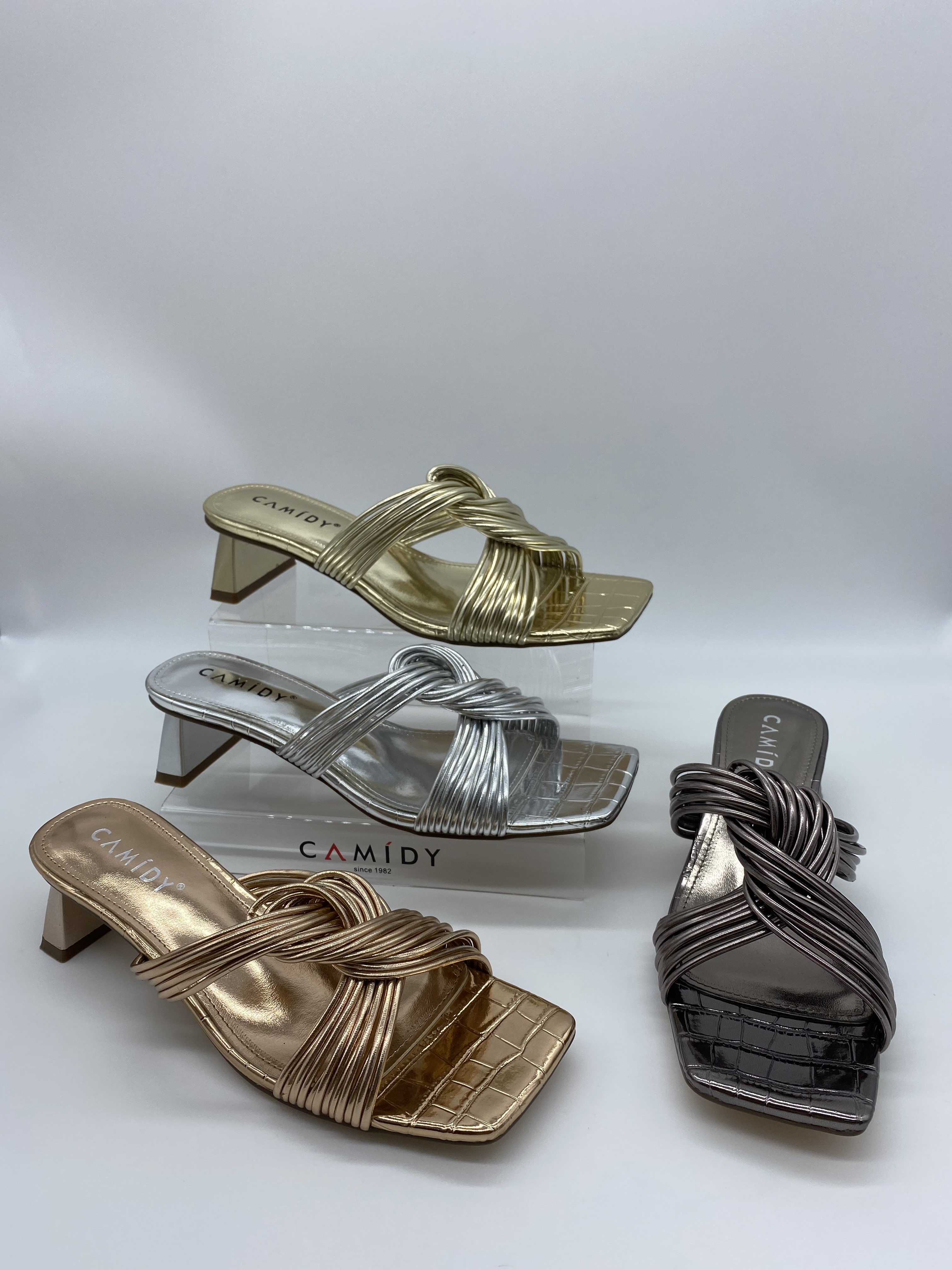 CAMIDY women's square-toe shoes modern chunky PU women's sandals