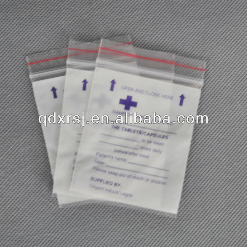 PE Material Medical Tablet Envelope Bags Zipper Bag