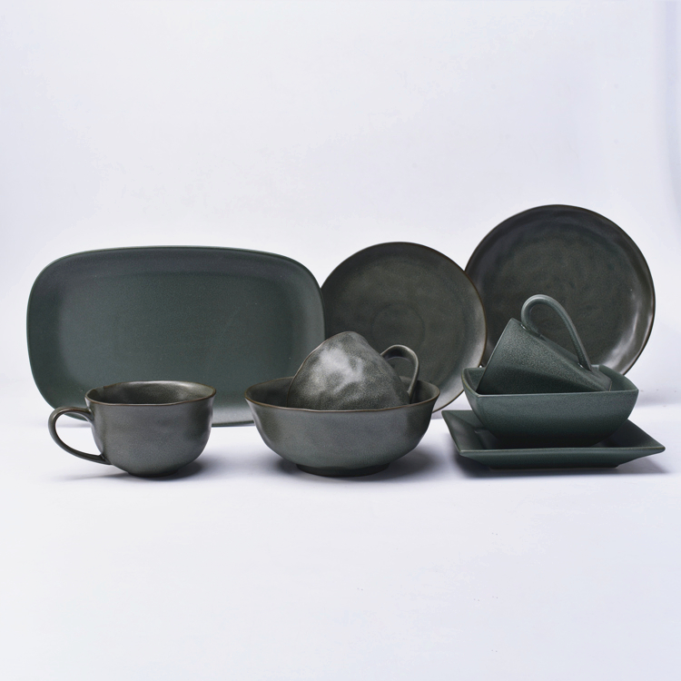 Dark green reactive glaze collection