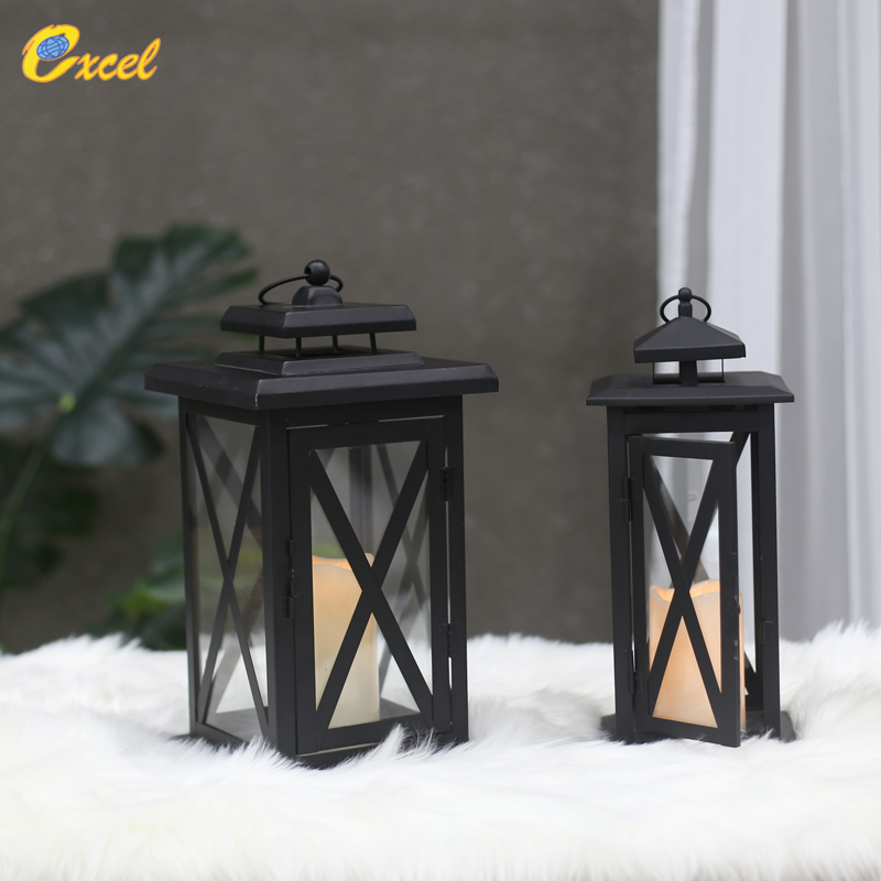 metal lantern with glass