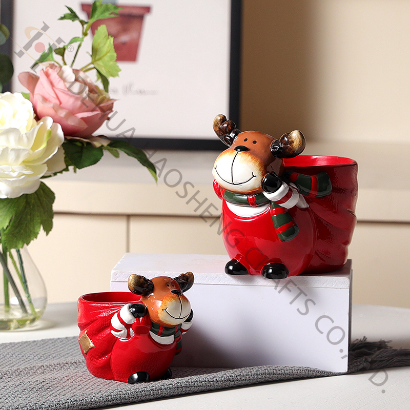 Reindeer flower pot with dolomite material