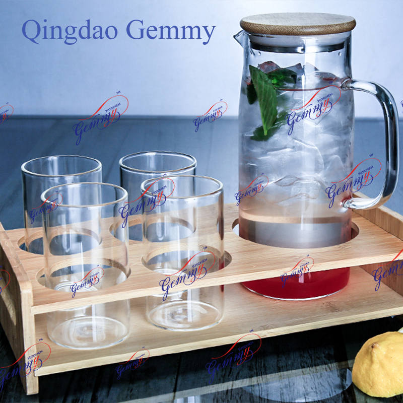 glass carafe and tumblers