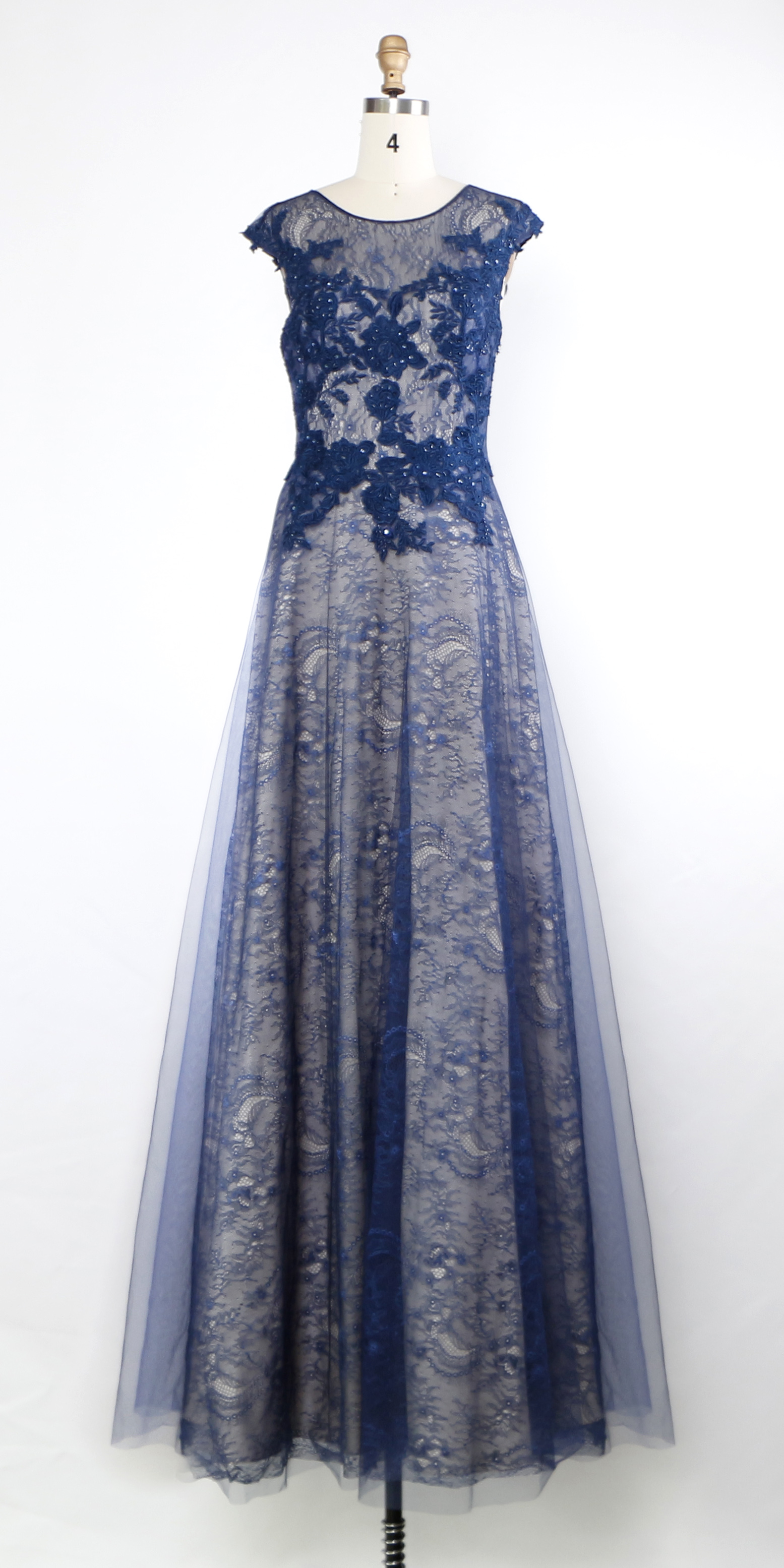 Women's Long Formal Evening Gowns Lace Bridesmaid Dress Cap Sleeve