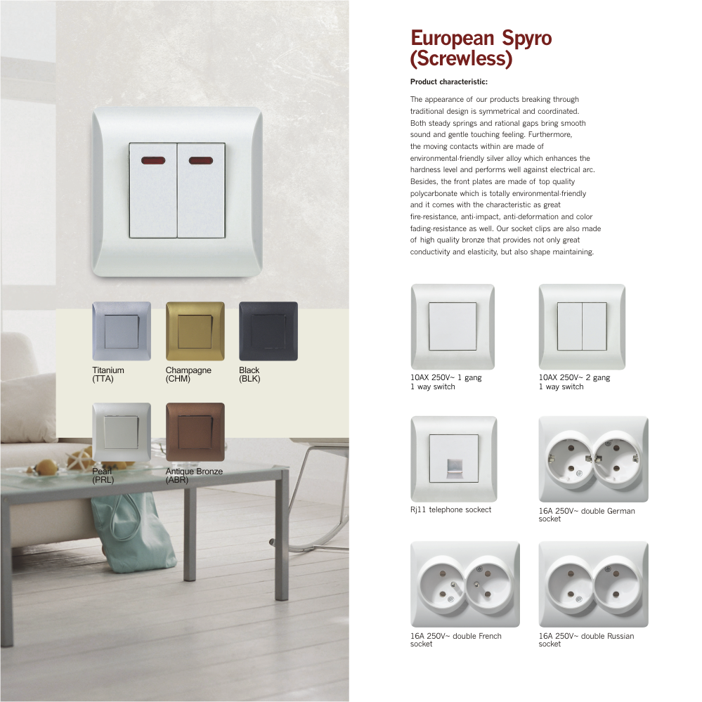 Spyro European switch and socket