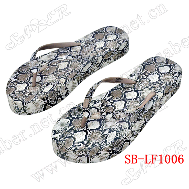 Flat Beach Pvc Lady Anti Slip Shoe Flip Flop Print