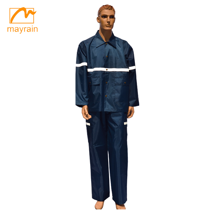 Adult Polyester Rainsuit With Reflector