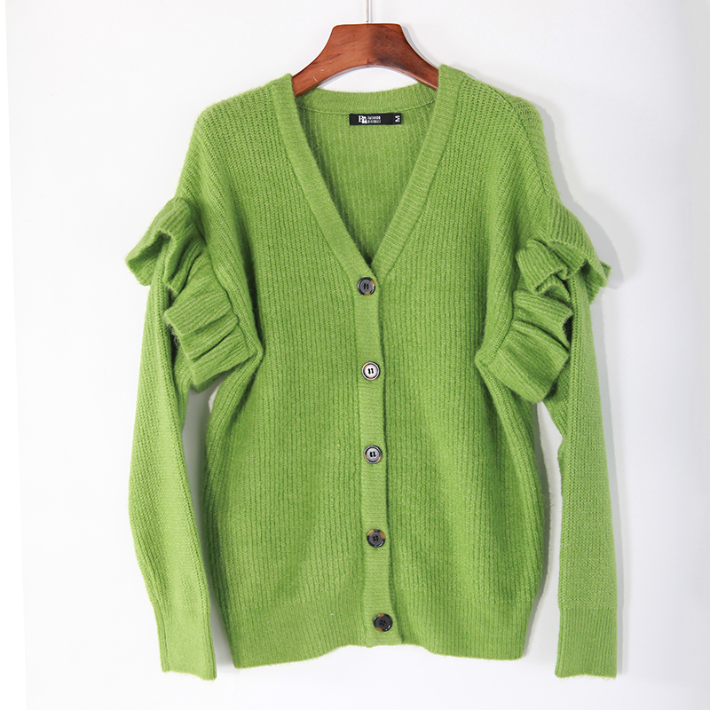 Women knitted cardigan with V neck