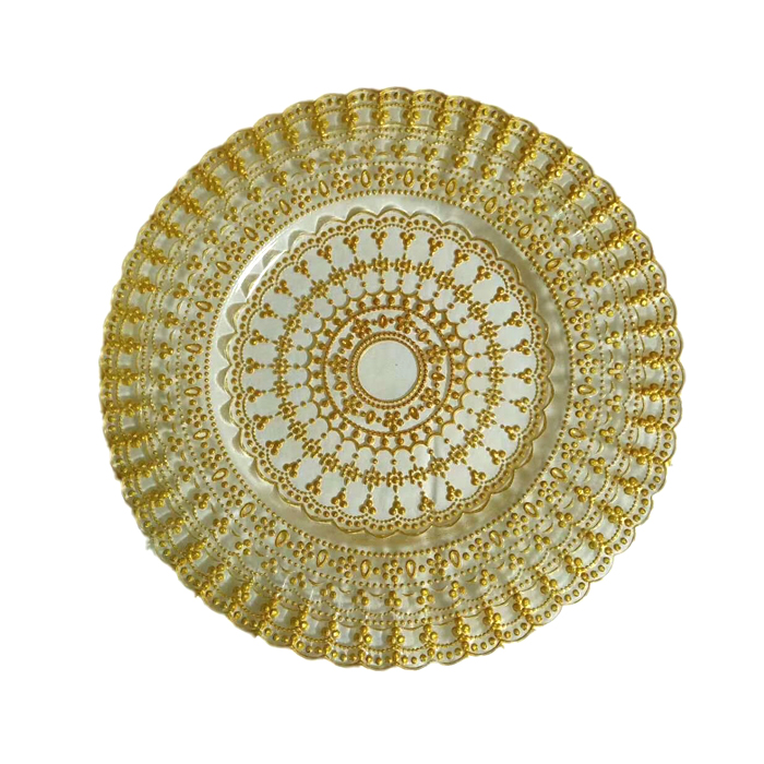 New style custom charger plates vintage embossed glass dinner plate wholesale