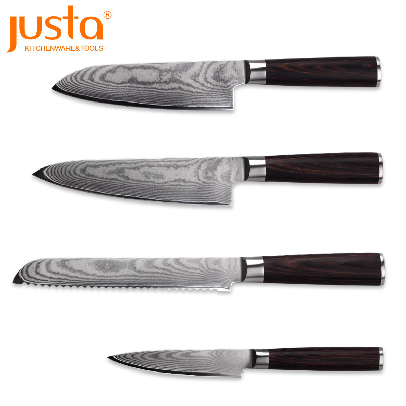 Professional high-end pakka wood VG10 damascus steel knife set