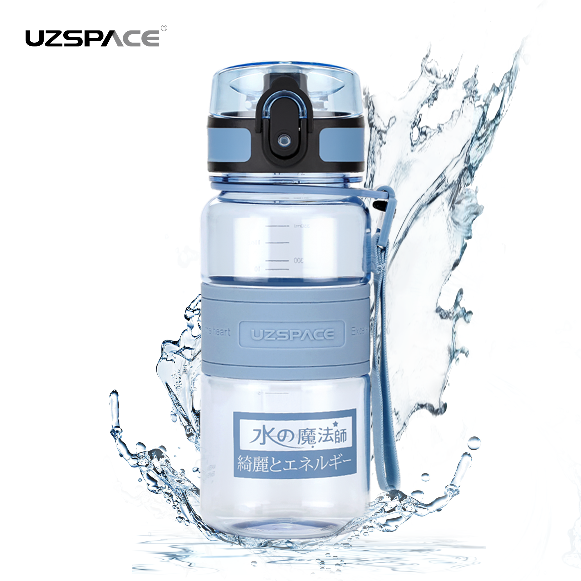 UZSPACE 350ml Tritan BPA free No Smell Leakproof Sport Plastic Water Bottle