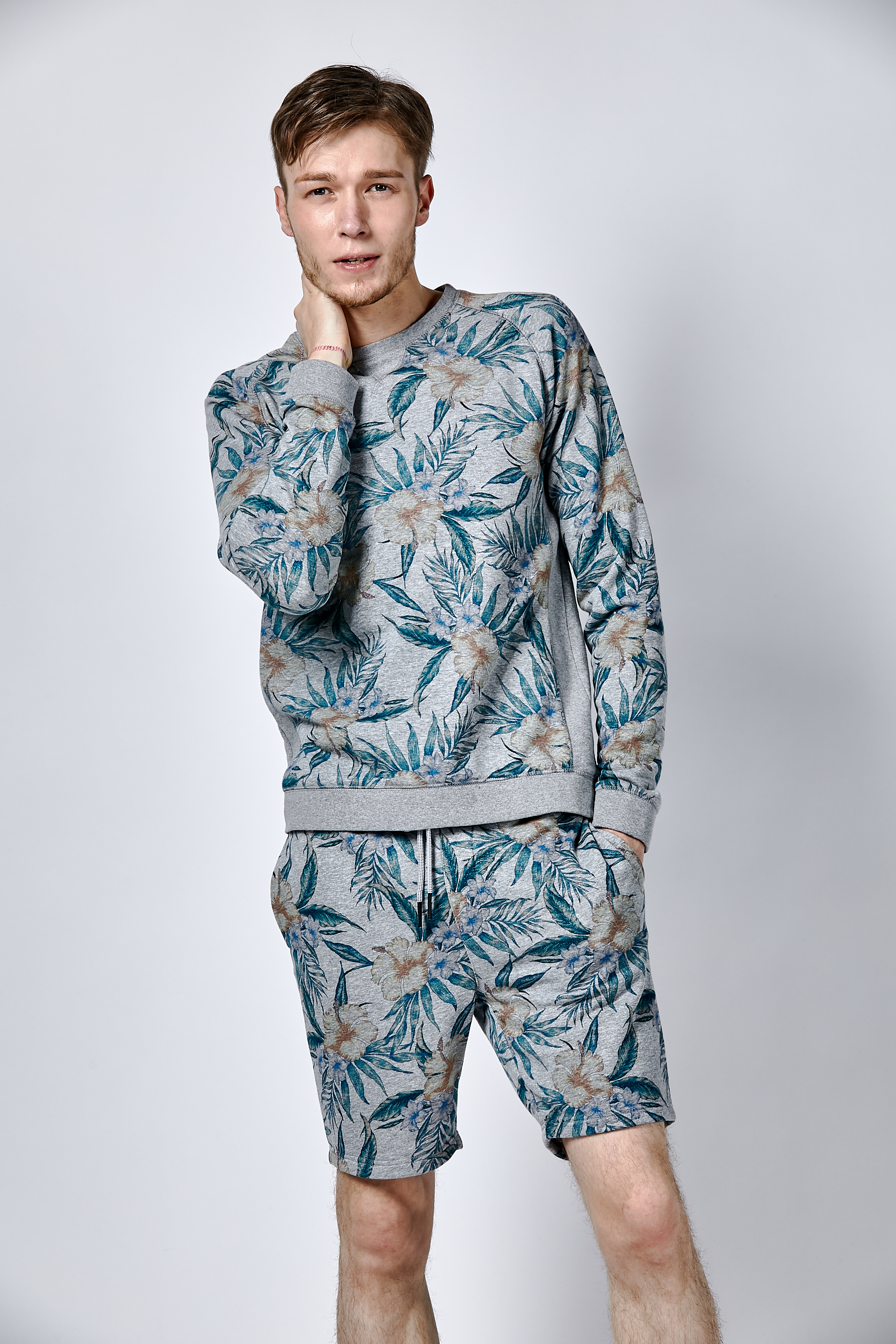 Men's loopback prints sweat&shorts
