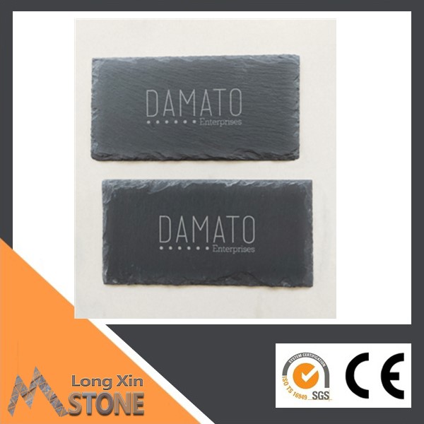 China natural black slate board with laser engraved logo