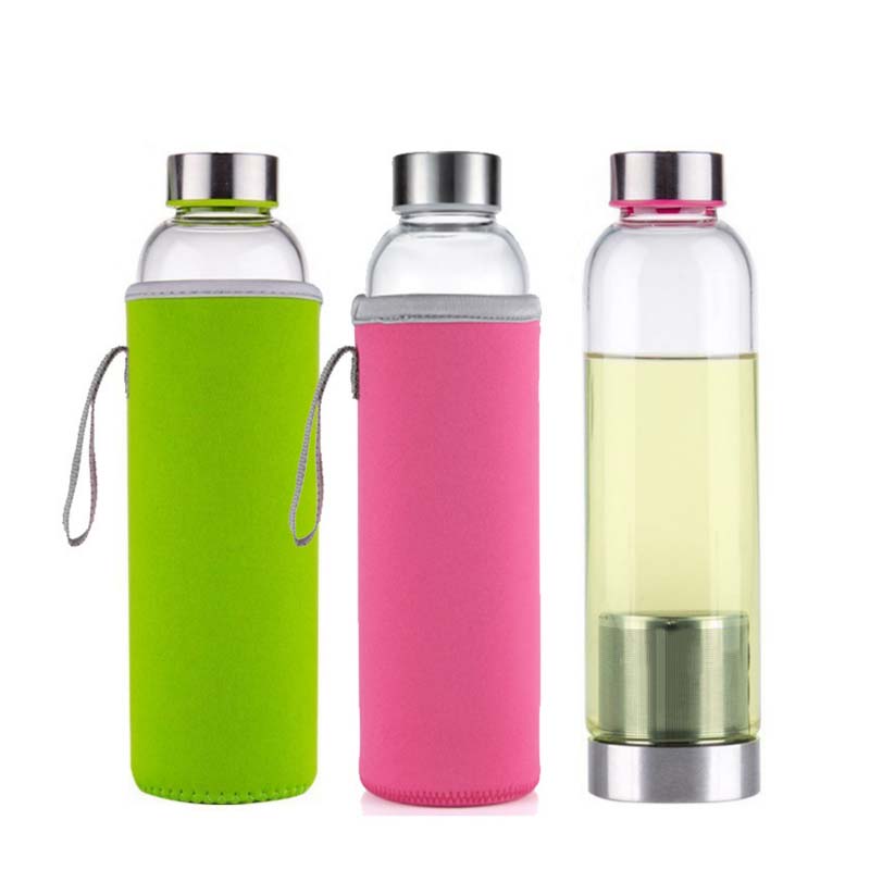 550ml glass water bottle with tea infuser