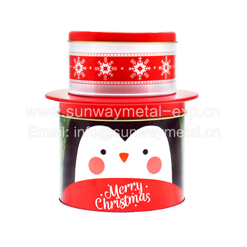 Santa and snow man Christmas Tin Box Set