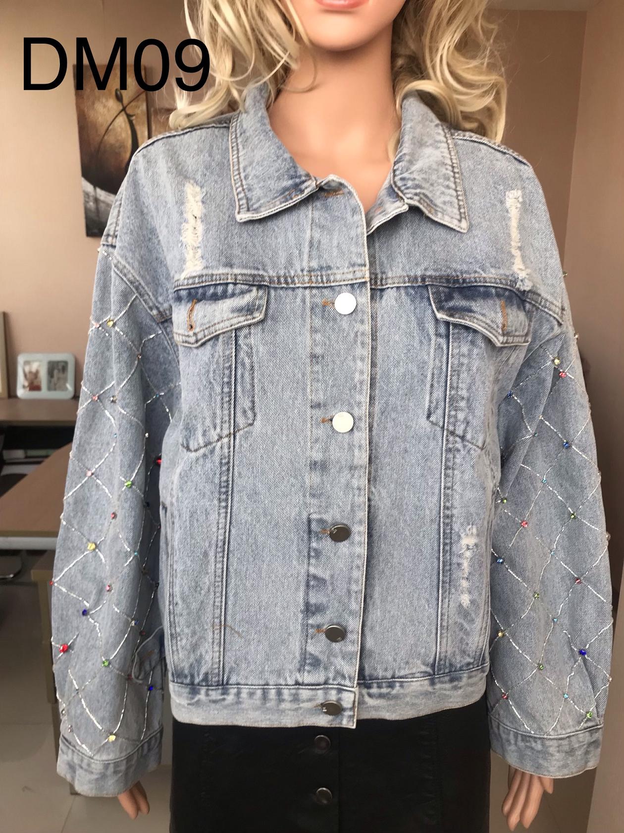 Ladies Print Embroidered Beaded Denim Jacket