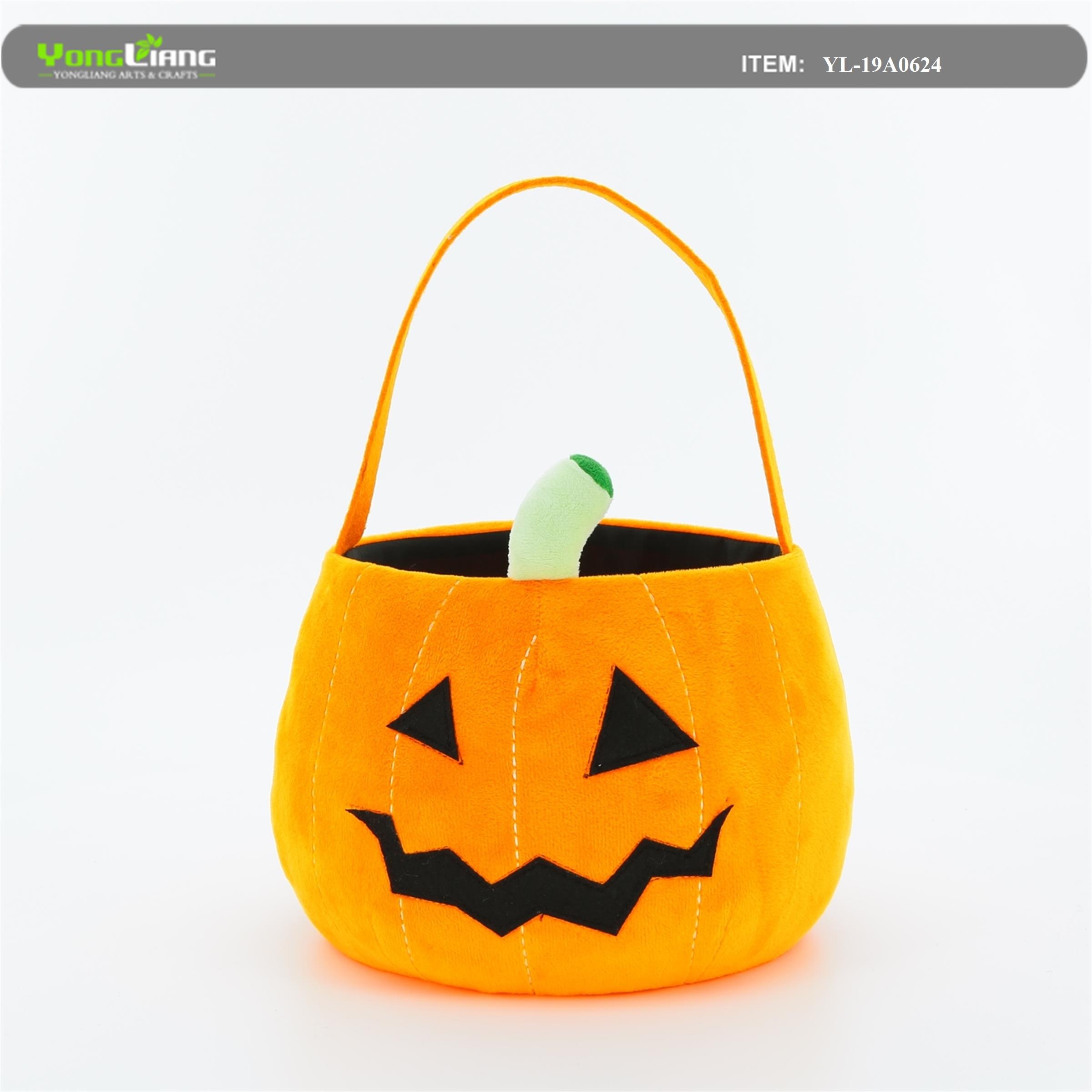 Halloween Candy Bags Round Tote Trick or Treat Bags Pumpkin Party Decoration Basket with Handles