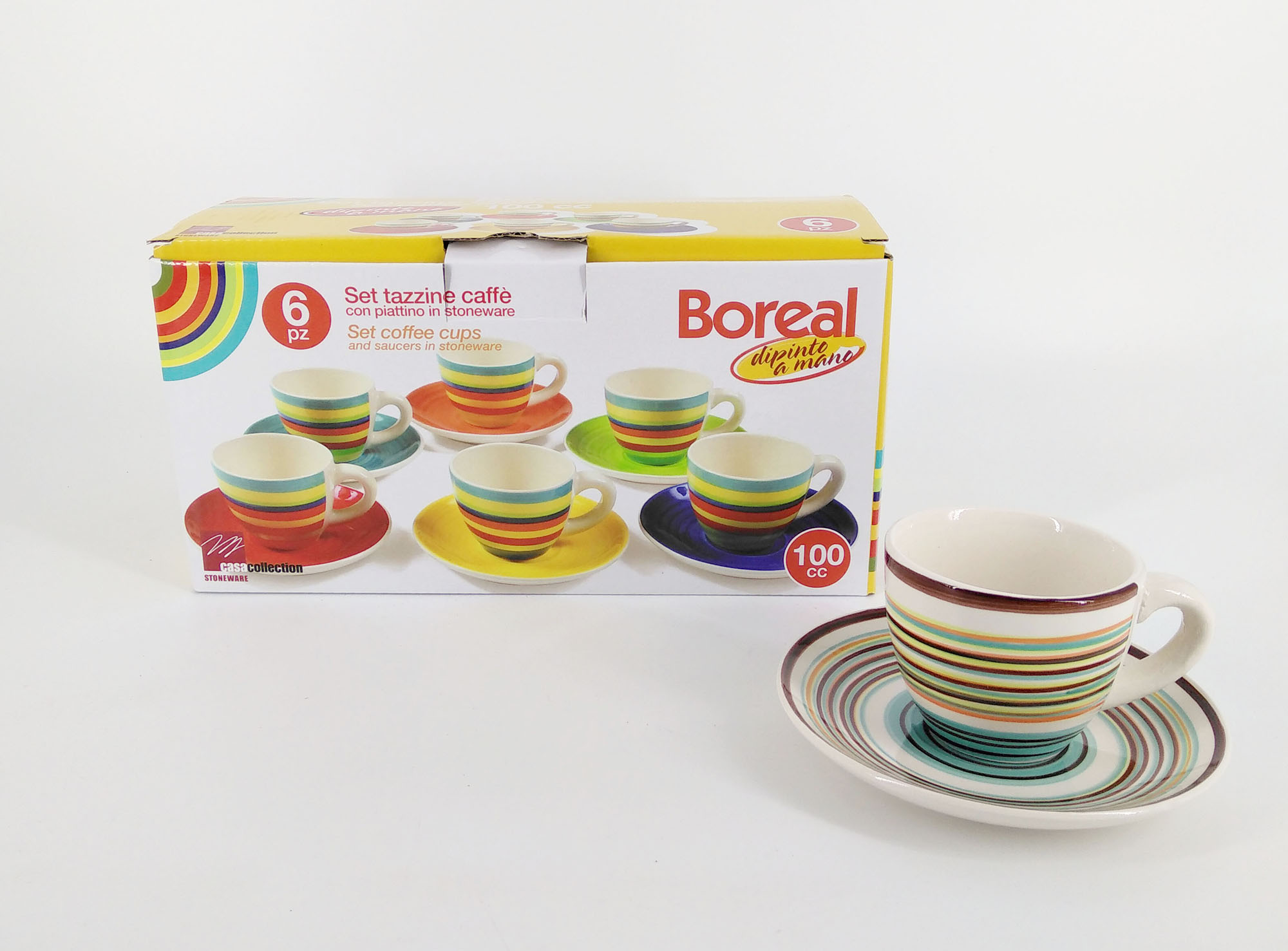 100cc handpainted six cup and six saucer