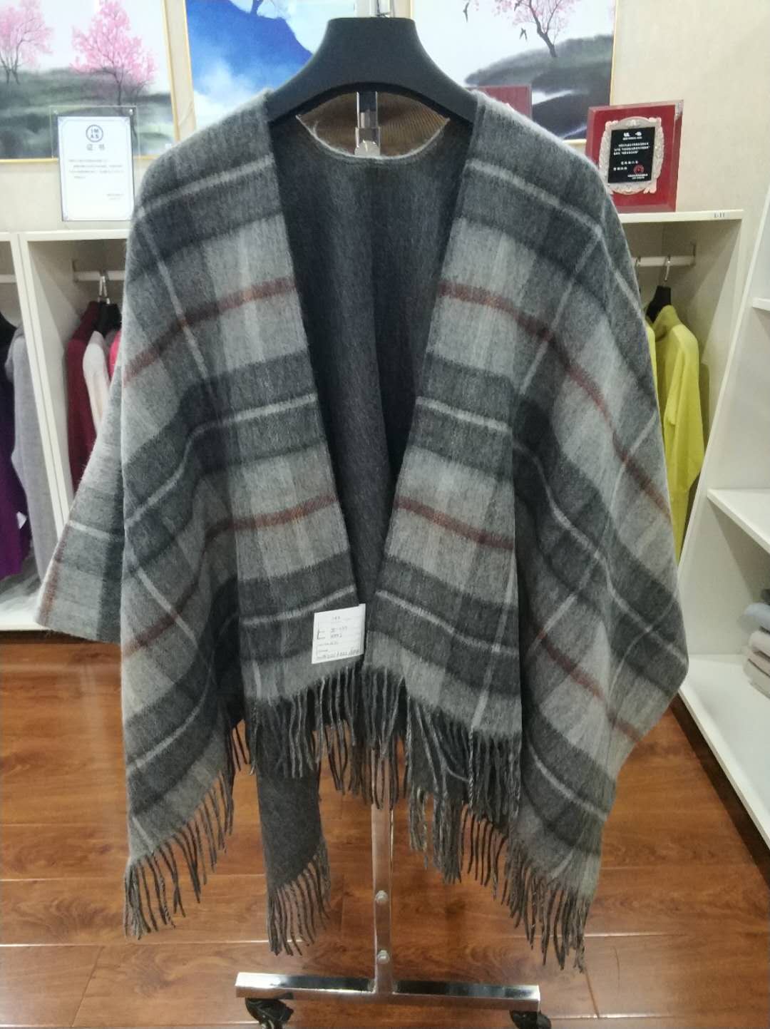 Wool double face puncho for women